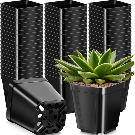Lot 80 pots semis 6.8 cm plastique pour germination plantes durable noir