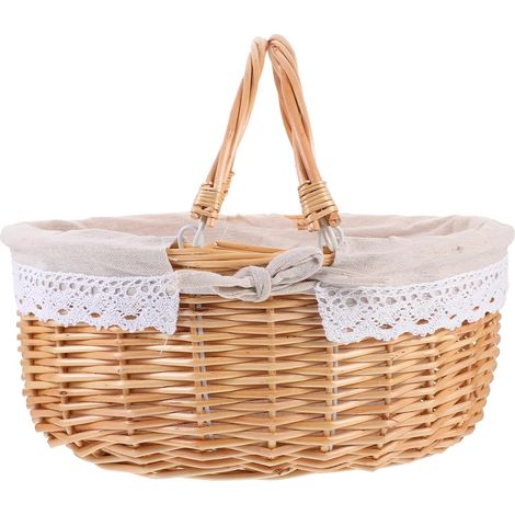 Panier de Pique Tressé en Osier Anse Panier de Rangement Multifonctionnel (1/5)