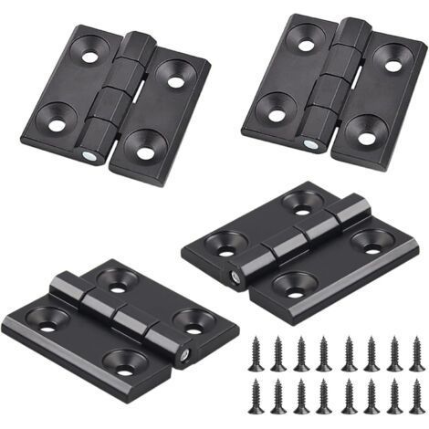 4 Pièces Charnières pour Placards, Noir Charnières Aluminium, Butt Charnière à Roulement Billes, Trous de Charnière Plats Pliants, Exterieur Charnière Inox, pour Tables Pliantes, Armoires, Meubles (1/5)