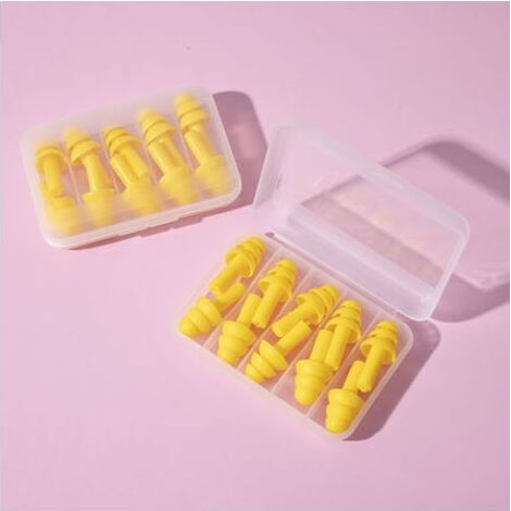 Bouchons d'oreille, 5 paires de bouchons d'oreille anti-bruit pour le sommeil, protection auditive, étude du sommeil, voyage de travail(jaune) (1/5)