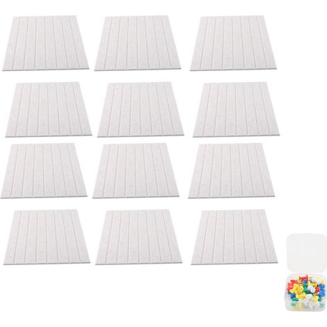 Lot de 12 panneaux d'affichage muraux insonorisés en fibre de polyester, auto-adhésifs, avec punaises, pour photos et décoration, couleur camel clair. (1/5)
