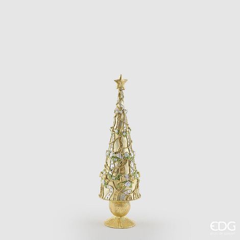 EDG Enzo De Gasperi Pino Decoglitter Silver Gold H36 Ø11 cm – Decorazione di Natale (1/4)
