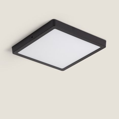 LED-Deckenleuchte 24W Eckig Aluminium 280x280 mm Slim CCT Wählbar Galán SwitchDimm Schwarz