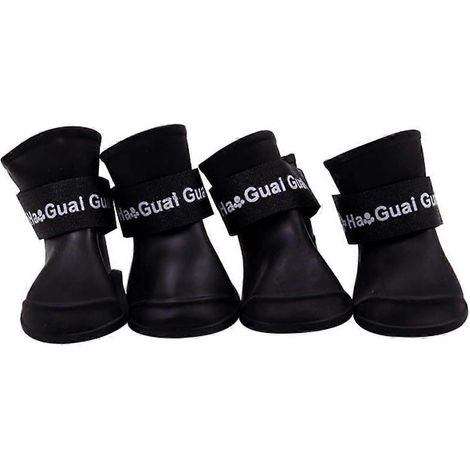Chaussure pour chien en silicone imperméable - Chausson antidérapant pour chien avec protection contre la pluie - Bottes et pantoufles pour petits chiens (L, Noir) (1/5)
