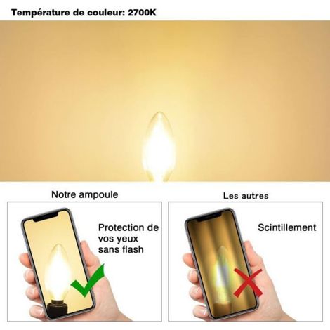 Lot de 6 ampoules LED C35 B22 – filament – 4W – 2700K – bougie – non dimmable (1/5)