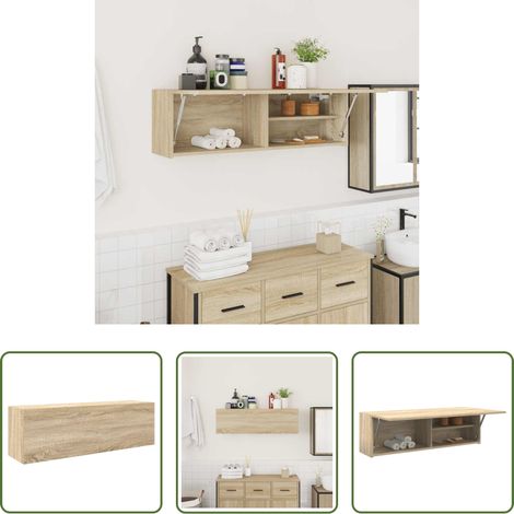 vidaXL Sonoma-Eiche -  Bad-Wandschrank Sonoma-Eiche 100x25x30 cm Holzwerkstoff (1/5)