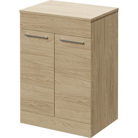 Napoli 460 Light Oak 600mm 2 Door Vanity Unit for Countertop Basins - 600mm - Chrome 160mm Handle