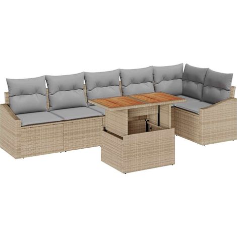 Garden Sofa Set 7 pcs Beige and Grey vidaXL (1/5)