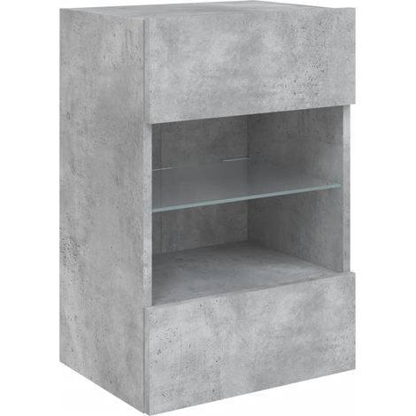 Mueble TV multimedia estantería para televisión buffet para televisión comedor salón dormitorio montado en la pared con luces LED 40 x 30 x 60,5 cm gris 020027881 (1/5)
