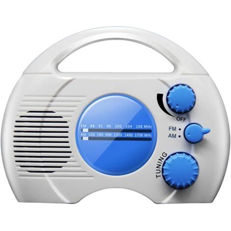 Radio de douche – SY-910 5 niveaux étanche AM FM Radio de douche compacte haut-parleur intégré Audio Accessoires de détente pour la maison Lecteur multimédia sans fil (bleu) (1/5)