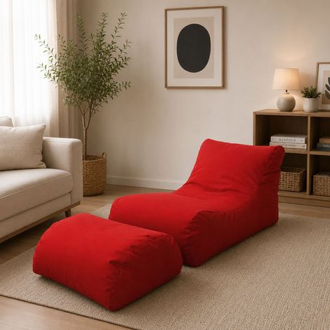Pouf - Forma Sacco Peso Supportato 90 kg, Rosso, -, 120x80x60h cm Vitoria (1/4)