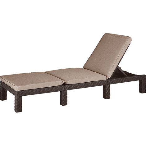 KETER Tumbona de Jardín con cojines piscina terraza resina DAYTONA marrón 65x195x25.5 cm AnxPxAl (1/2)