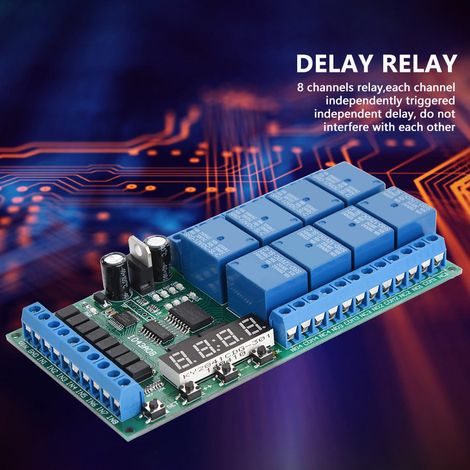 Module de relais temporisé numérique multifonction LED 8 canaux 12 V CC (1/5)