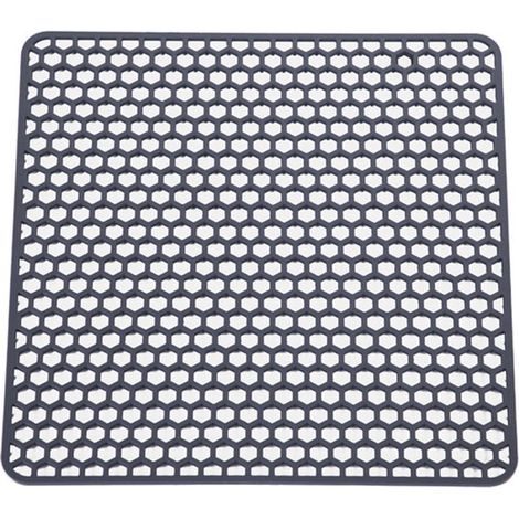 Tappetino per lavello grande 34,5x34,5 cm in silicone, protezione per lavello da cucina, tappetino drenante resistente al calore, antiscivolo, lavabile in lavastoviglie, grigio (1/5)