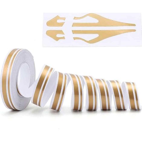 Ruban adhésif à rayures fines, autocollant, style steamline (doré) (1/5)