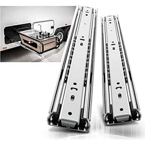 Glissières tiroir robustes 400mm, Coulisse de tiroir à roulement à billes à extension complète Rail, Capacité de charge 68 kg 1 paire