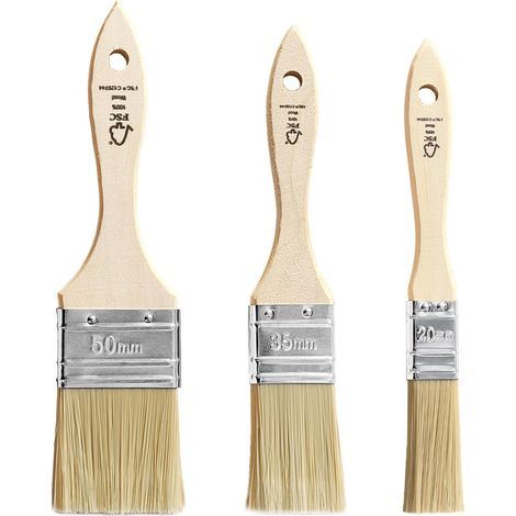 Pinceaux Peinture 3 Pcs – Pinceaux Plats 20/35/50 mm pour Peinture Bois, Vernis, Lasure, Acrylique – Pinceau Vernis Bois, Pinceau Lasure – pour Mur Intérieur (1/5)