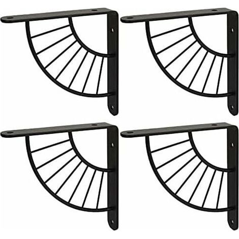 4PCS Equerre Etagere Pour Murale Noire 150×150MM Robuste Equerre Metal Etagere Support Etagere Mural Fixation pour Etagere Murale - Charge Maximale 50KG (1/5)