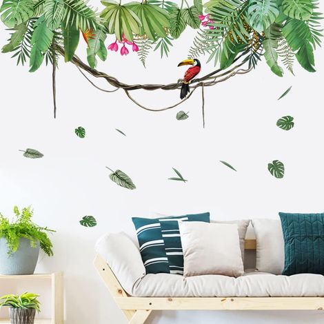 Stickers Muraux Feuilles de Palmier Autocollant Mural Plantes Tropicale Vertes Deco Stickers Chambre Enfants Bébé Salon Décoration (1/5)