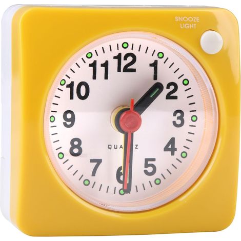 Réveil analogique silencieux sans tic-tac avec fonction veilleuse et répétition d'alarme, mini-réveil silencieux à grand écran pour la table de chevet.