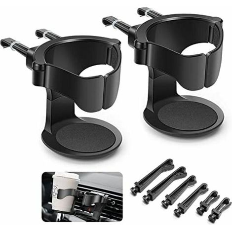 Porte-gobelet voiture 2PCS – Support réglable pour grille d'aération – Plastique ABS résistant – Charge max 1kg – Diamètre max 8,5cm (1/5)