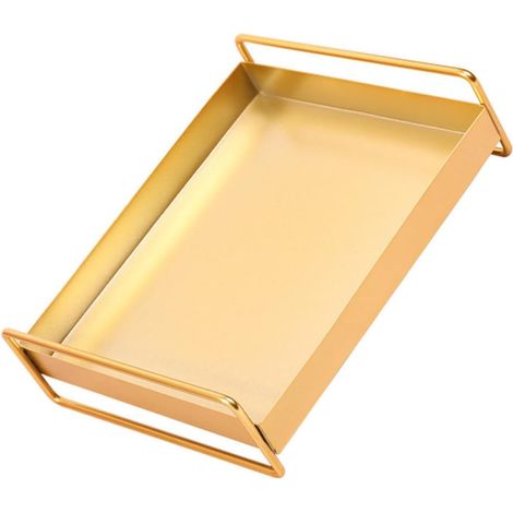 Plateau de Rangement Design Simple et Moderne en Fer Doré Organisateur Multi-usage Finition Miroir Poli pour Bureau et Décoration Maison (1/5)