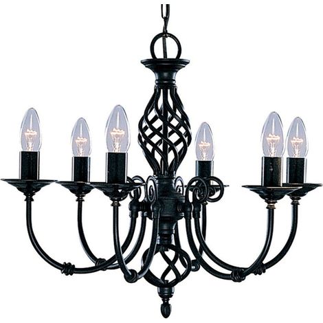 Lustre ZANZIBAR 6L métal noir E14 maxi 6x60w diamètre 51cm (1/3)