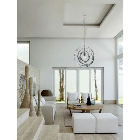 Suspension design en métal chromé avec pampilles en verre Plafonnier lustre E27 60 Watts (1/4)