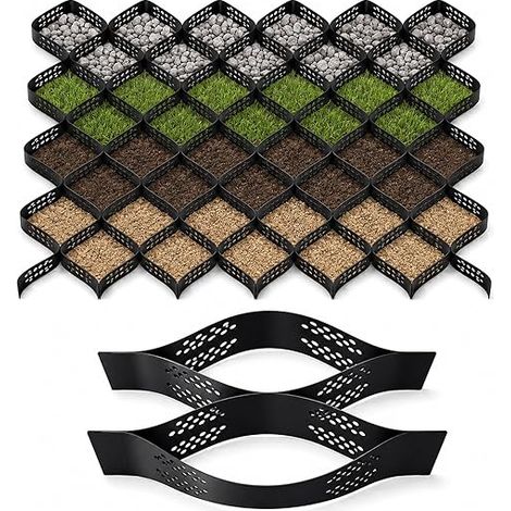 Grillage géogithique Pour stabilisation du sol En polyéthylène haute densité Hauteur 5 cm Grille de sol de gravier protection contre l'érosion et nid d'abeille Pour jardin (1/5)