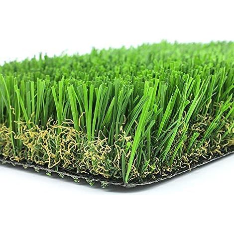 Prato Sintetico Manto Erboso Erba Finta Realistica Giardino 4 Sfumature Di Colore Tappeto Erboso Sintetico Anti UV Atossico Drenante Ideale Per Piscina Terrazzo Aree Giochi Viali (50mm 2x15mt 30mq) -