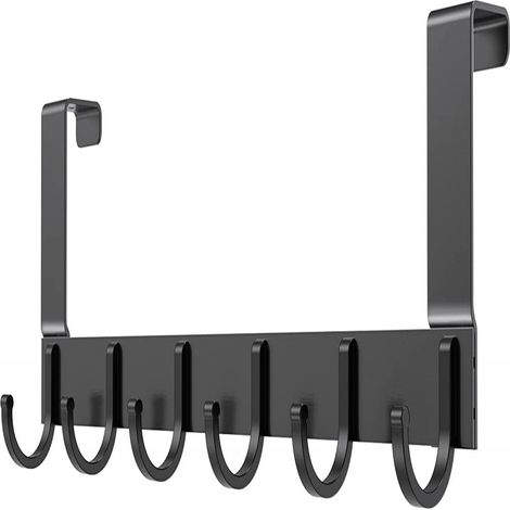 Crochet Porte Porte - 6 Crochets - Support pour Manteaux - Noir - 40 x 11 cm - 1 Pièce (1/5)