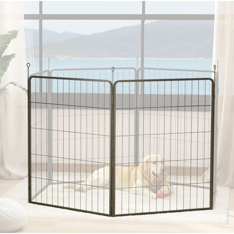 Extensión para recinto para perros (80x100x1.5 cm), de dos piezas, plegable, acero negro (1/5)