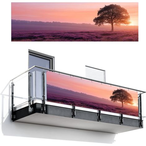 PANTALLA DE PRIVACIDAD PARA BALCÓN Árbol - Brezo - Amanecer 300x95 (1/4)