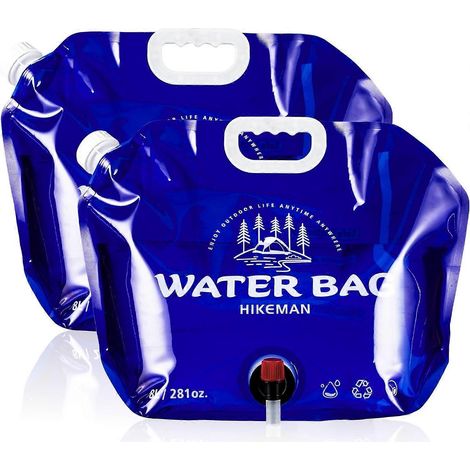 Bidon d'eau pliable de 8 L avec robinet, lot de 2 pour le camping, les pique-niques, les barbecues et la randonnée.-AquaForge (1/3)