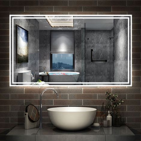 AICA Bathroom Bluetooth Bathroom Mirror with LED Lights Demister-1200x700mm (1/5)