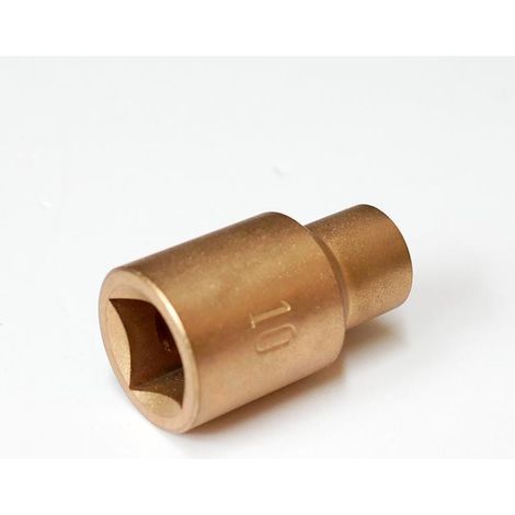 Douille 10mm 12 pans non-isolée carré 1/2" L40mm bronze-alu antideflagrante ATEX DERANCOURT