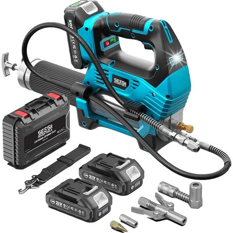Akku-Fettpresse, 12000 PSI Druck, 21V wiederaufladbar, inklusive 2 Batterien, EU-Stecker-Ladegerät, langlebiges Kunststoffgehäuse (1/5)