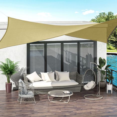 Toldo cuadrado para exteriores de HDPE transpirable, 95% de protección UV, 360x360 cm.