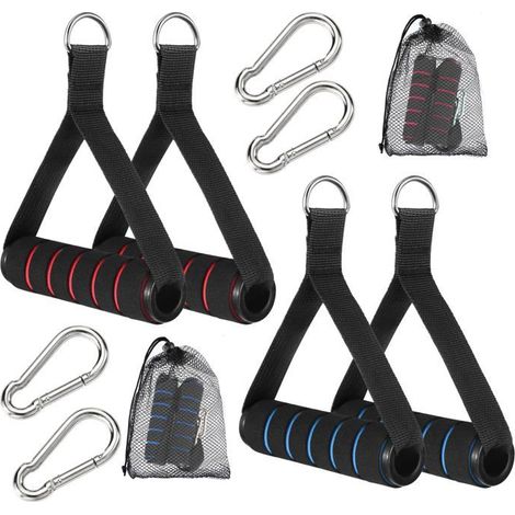 Poignée de Tirage Musculation,4 Pièces Tirage Musculation,Poignées de Résistance avec 4 Pièces Mousquetons,pour Le Fitness,la Gym (1/5)