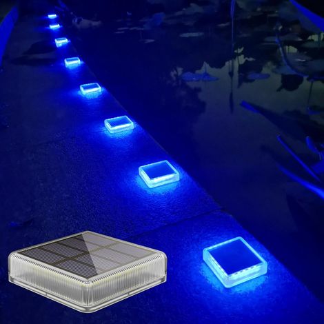 Outdoor Solar Lights, 4 Pack 30LM Solar Ground Lights IP68 Waterproof Solar Garden Lights Auto On/Off Solar Lighting for Stairs Paths Driveway Patio Deck (Blue Light) (1/5)