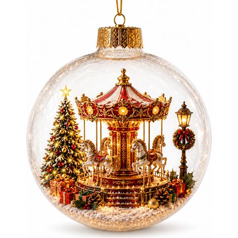 Boule à neige lumineuse 3D en acrylique transparent, décoration de Noël avec un adorable pingouin à suspendre au sapin pour calendrier de l'Avent (1/5)