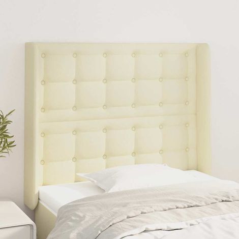 vidaXL Cabecero con orejas cuero sintético color crema 93x16x118/128cm (1/5)