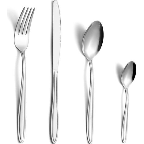 Besteckset 24-teilig Edelstahl für 6 Personen, Hochglanzpoliert, Spülmaschinenfest (1/5)