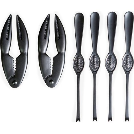 Lot de 6 couverts pour coquillages et crustacés en acier inoxydable de couleur noire (1/2)