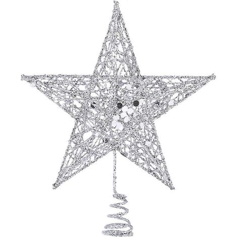 Décoration de sapin de Noël en forme d'étoile pentagramme de 25,4 cm, étoile scintillante pour le sommet du sapin, ornements pour sapin de Noël, décoration de sapin pour fête de Noël (1/5)