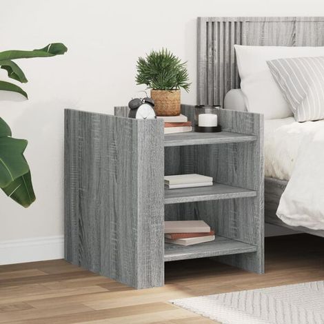 Table de chevet en bois d'ingénierie, couleur gris Sonoma, 45 x 50 x 50 cm (1/5)