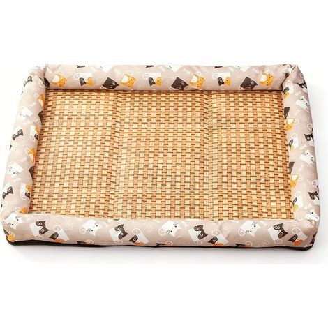 Tapis rafraîchissant en rotin imprimé de Dessins animés pour Chiens et Chats, lit d'été Double Face avec Rebord surélevé, Respirant et imperméable, résistant à l'usure, 5 Tailles S à XXL (1/5)