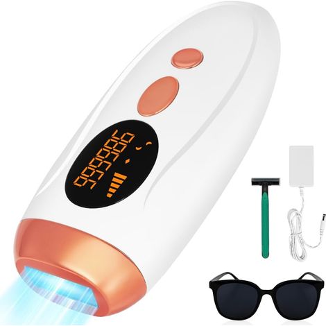 Appareil d'épilation IPL, 5 niveaux d'énergie, 2 modes, 999 990 flashs, pour femmes et hommes, corps, visage, aisselles et maillot. (1/5)