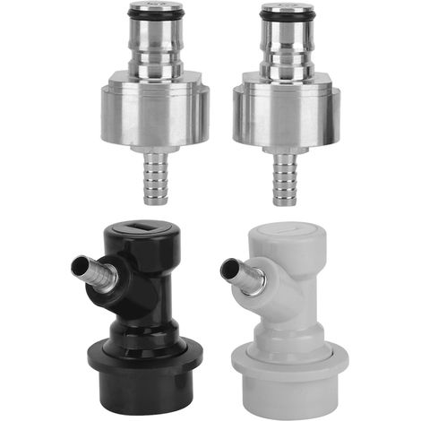 2 bouchons de carbonatation en acier inoxydable avec 2 connecteurs à bille à embout cannelé pour le brassage de la bière (1/5)