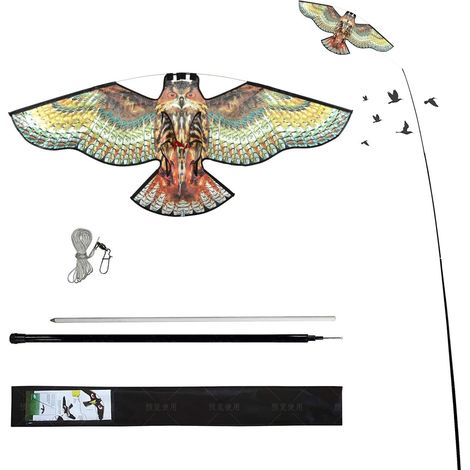 Cerf-Volant Anti-Oiseaux - Protection de la Ferme - avec Manche télescopique de 4 m (1/5)